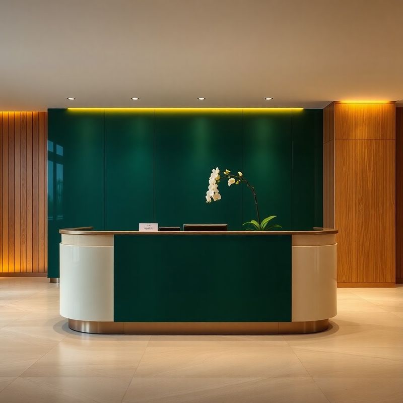 Recepție Modern Studio în tonuri de verde forestier și crem